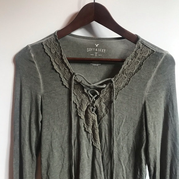 American Eagle Green Long Sleeve Top - Picture 2 of 5